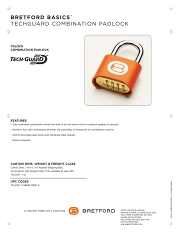Bretford TGLOCK padlock Datasheet | Manualzz