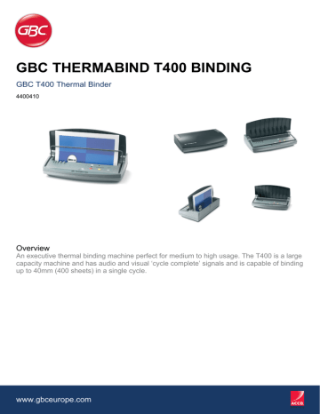 GBC T400 Datasheet | Manualzz