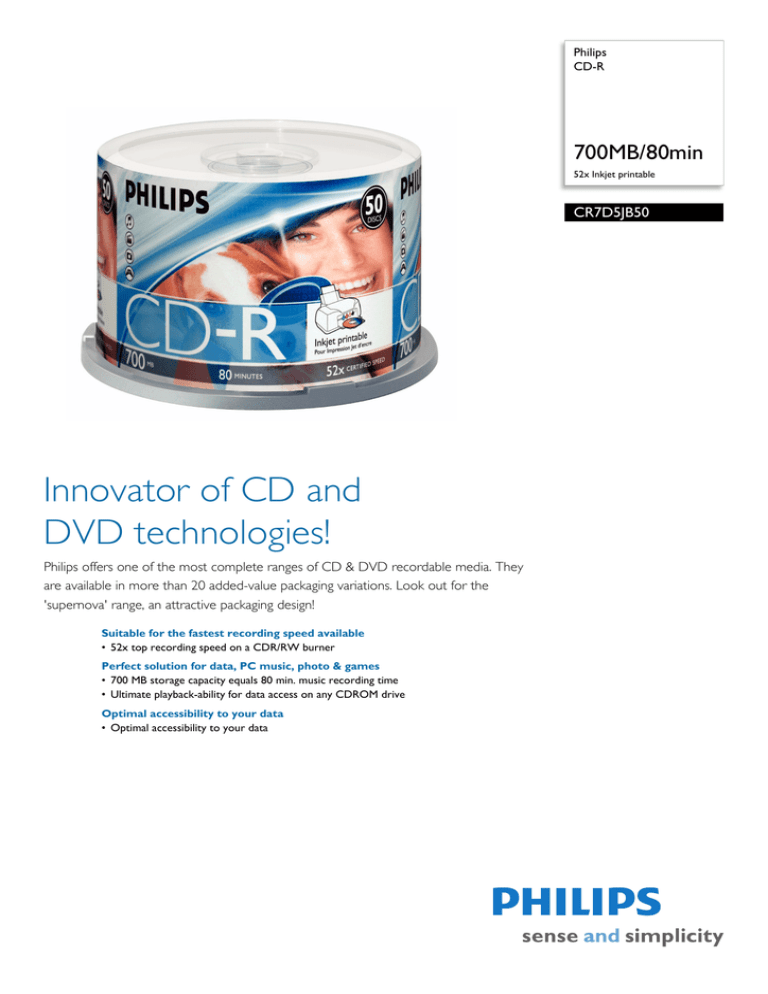 Philips CR7D5JB50/17 Datasheet Philips CR7D5JB50/17 Datasheet