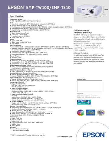 Epson EMP-TS10 Datasheet | Manualzz