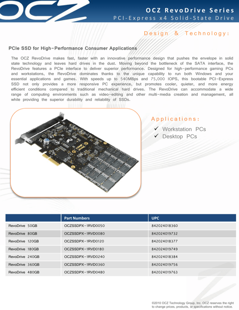 OCZ Technology OCZSSDPX-1RVD0360 Datasheet OCZ Technology OCZSSDPX-1RVD0360 Datasheet