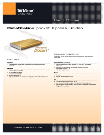 Trekstor DataStation pocket Xpress Golden Datasheet | Manualzz