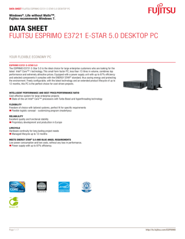 Fujitsu ESPRIMO E3721 Datasheet | Manualzz