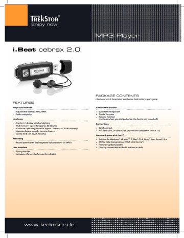 Trekstor i.Beat cebrax 2.0 Datasheet | Manualzz