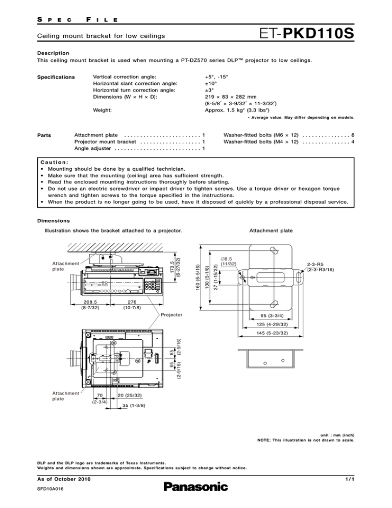 Panasonic ET-PKD110S Datasheet Panasonic ET-PKD110S Datasheet