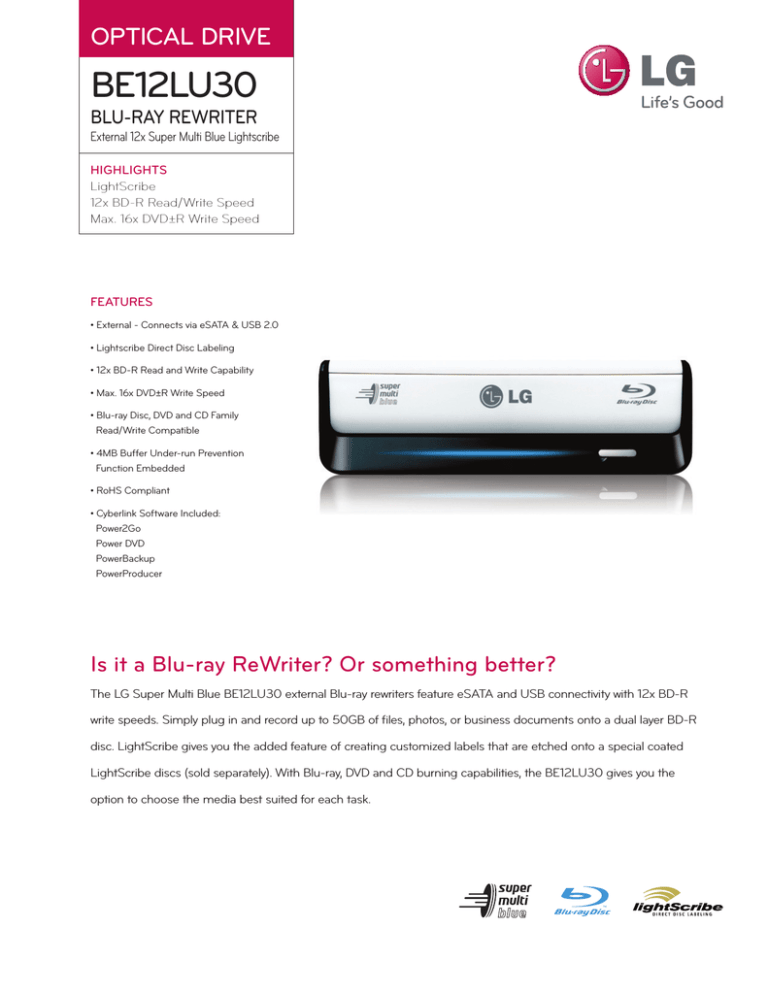 LG BE12LU30.AUAE10B Datasheet LG BE12LU30.AUAE10B Datasheet