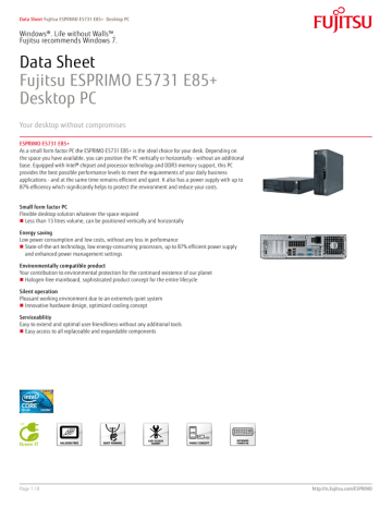 Fujitsu ESPRIMO E5731 Datasheet Manualzz