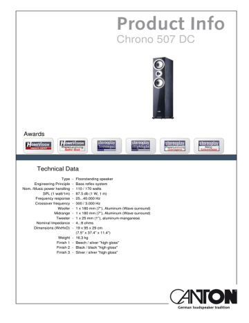 Canton Chrono 507 DC Datasheet Manualzz