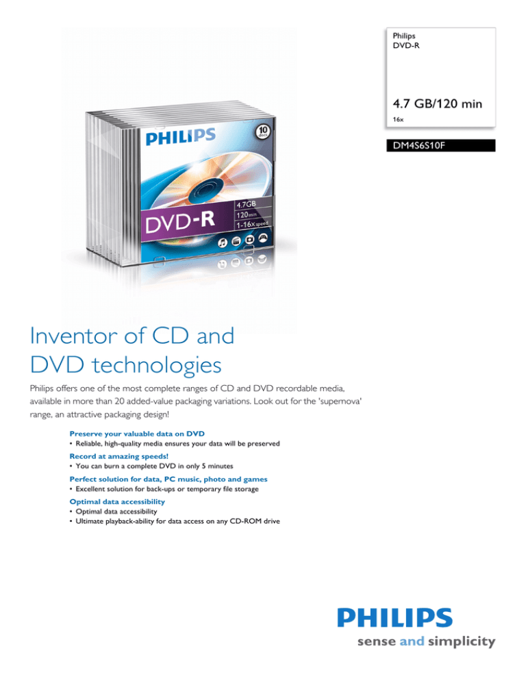 Philips DM4S6S10F/10 Datasheet Philips DM4S6S10F/10 Datasheet