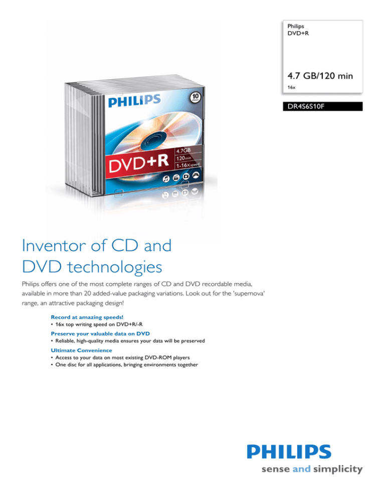 Philips DR4S6S10F/10 Datasheet Philips DR4S6S10F/10 Datasheet