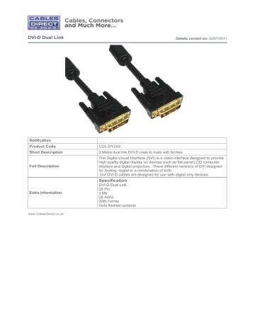 Cables Direct CDL-DV202 Datasheet | Manualzz