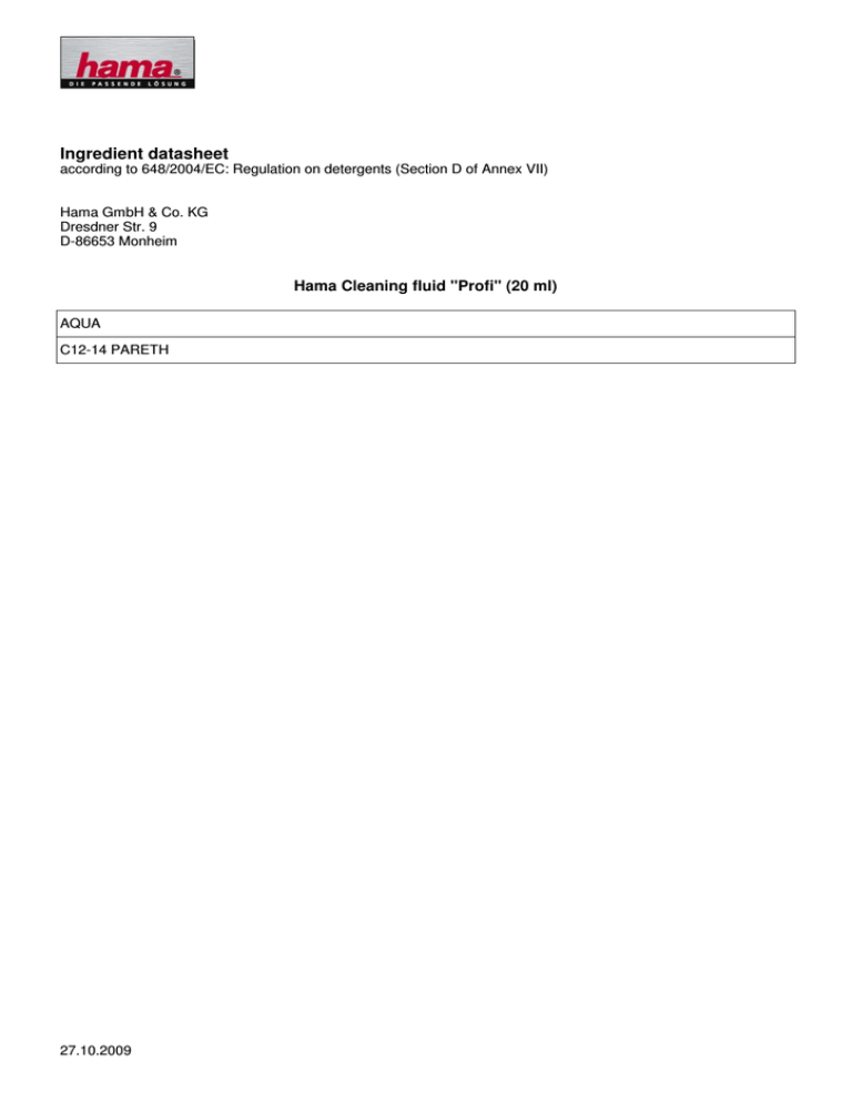 Hama 00005934 Datasheet Hama 00005934 Datasheet