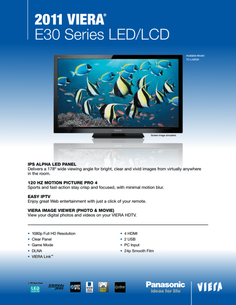 Panasonic TC-L42E30 Datasheet Panasonic TC-L42E30 Datasheet