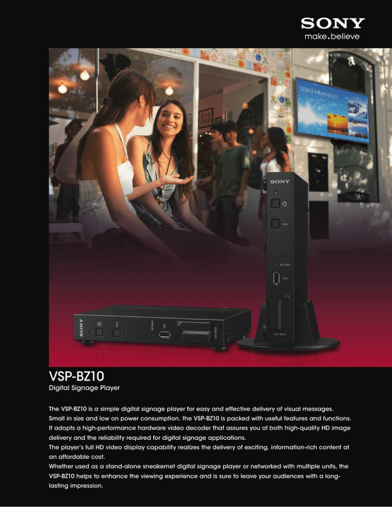 Sony VSP-BZ10 Datasheet Sony VSP-BZ10 Datasheet