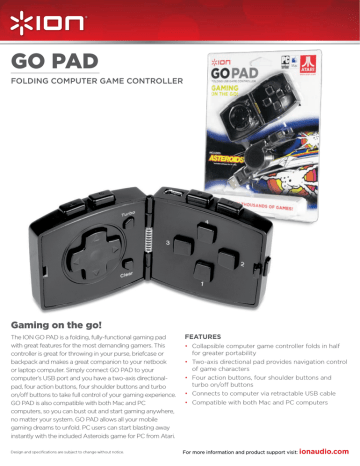 ION Audio GO PAD Datasheet ION Audio GO PAD Datasheet