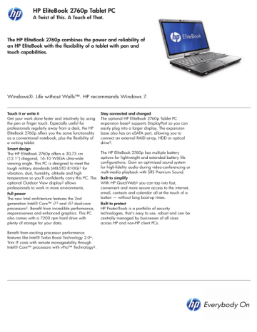 HP 2760p Datasheet | Manualzz