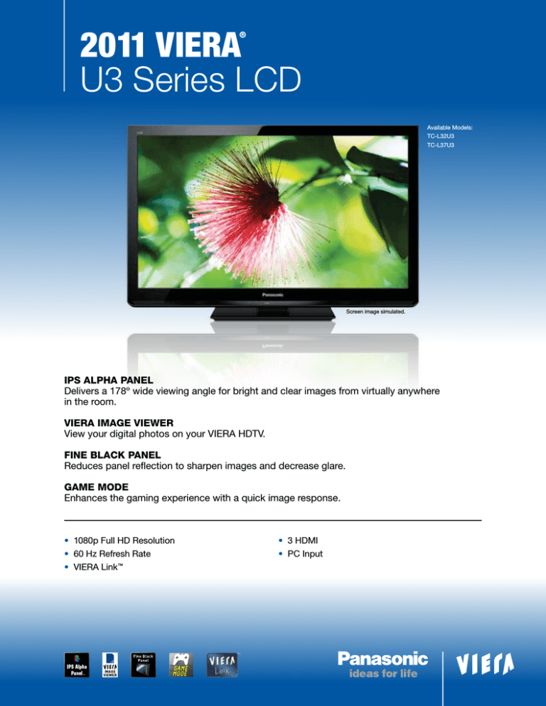 Panasonic TC-L37U3 Datasheet Panasonic TC-L37U3 Datasheet