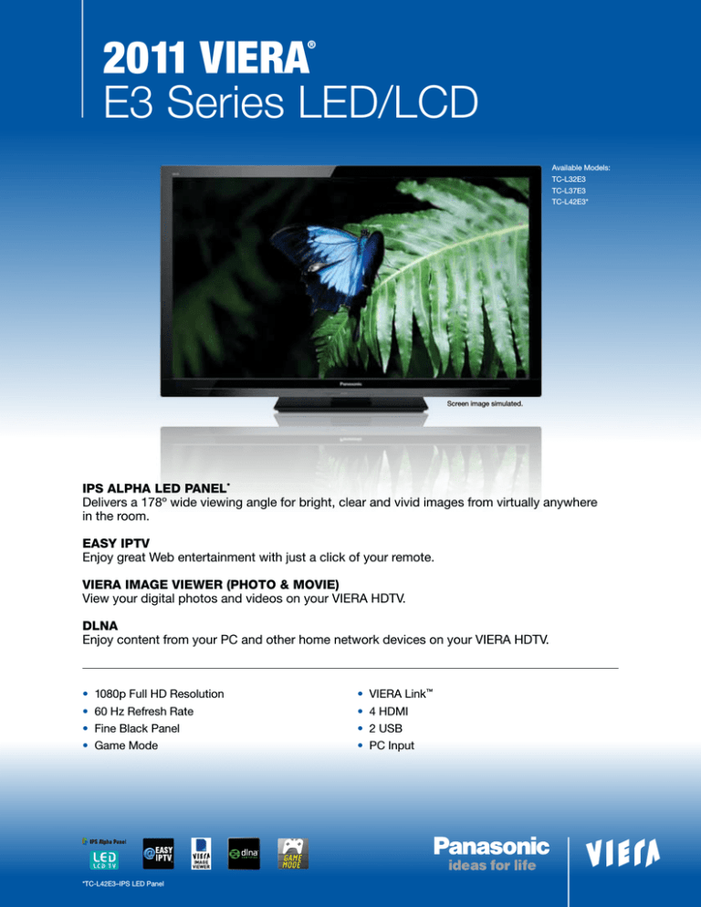 Panasonic TC-L32E3, TC-L42E3 Datasheet Panasonic TC-L32E3, TC-L42E3 Datasheet