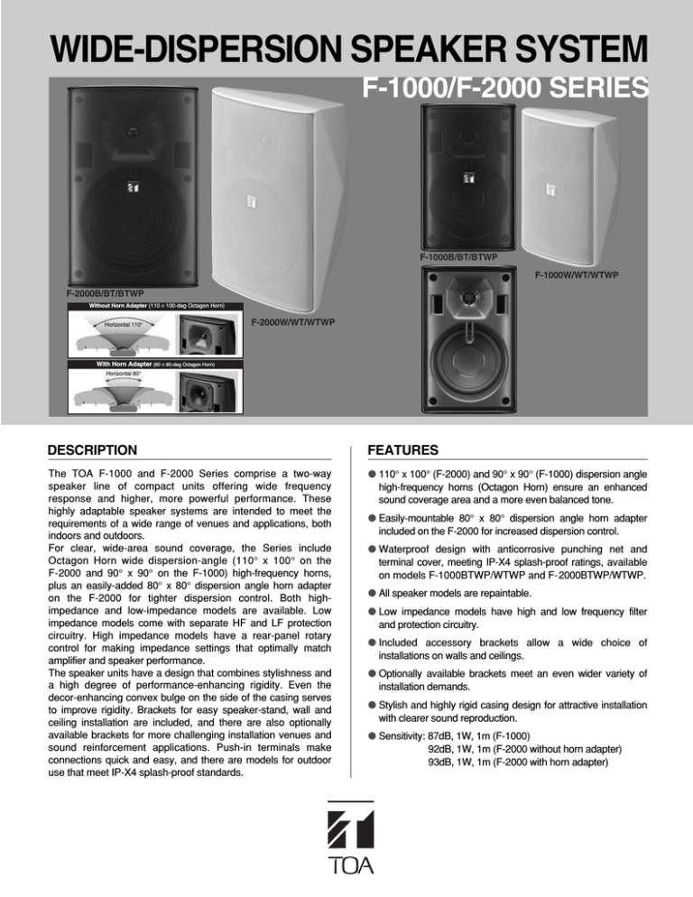 TOA F-1000B Datasheet TOA F-1000B Datasheet