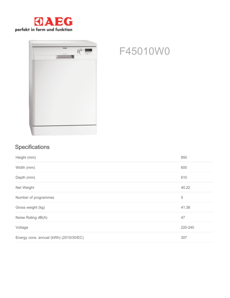 AEG F45010W0, 911513045 Datasheet AEG F45010W0, 911513045 Datasheet