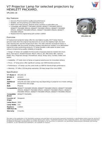 V7 VPL1001-1E Datasheet V7 VPL1001-1E Datasheet