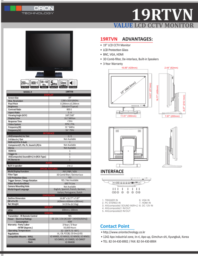 Panasonic 19RTVN Datasheet Panasonic 19RTVN Datasheet