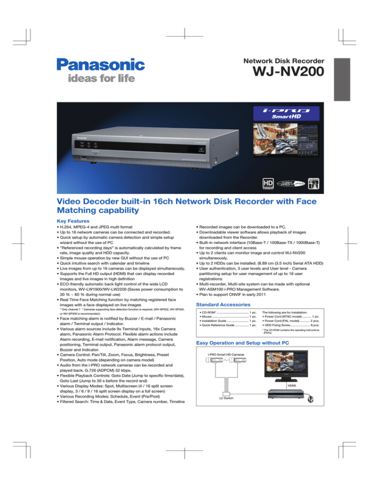 Panasonic WJ-NV200/3TB Datasheet Panasonic WJ-NV200/3TB Datasheet