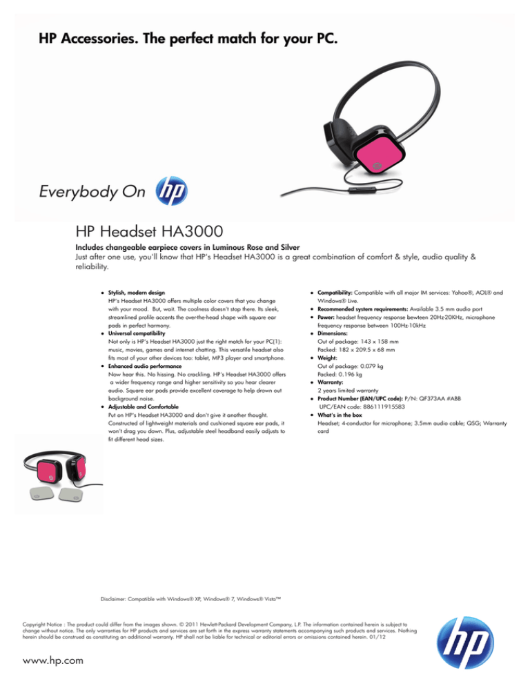 HP QF373AA Datasheet HP QF373AA Datasheet
