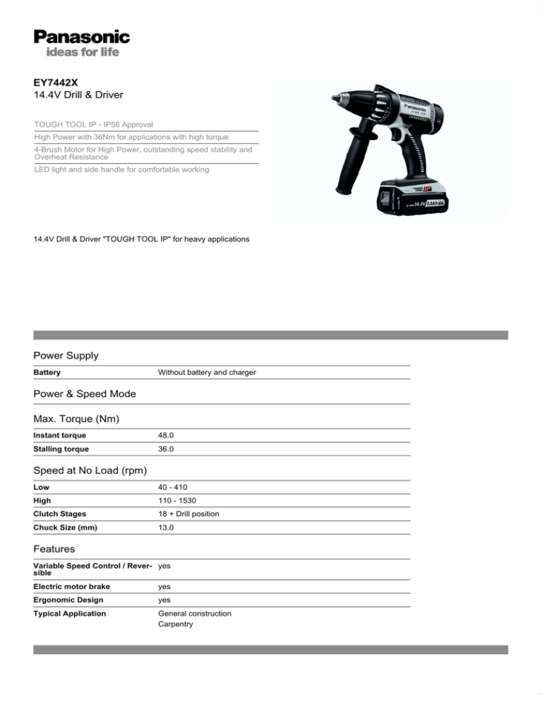 Panasonic EY7442X Datasheet Panasonic EY7442X Datasheet