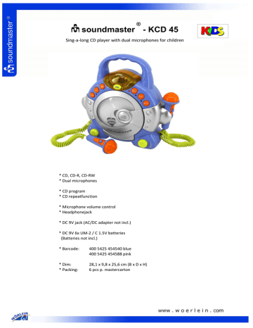 Soundmaster KCD 45 Datasheet Manualzz