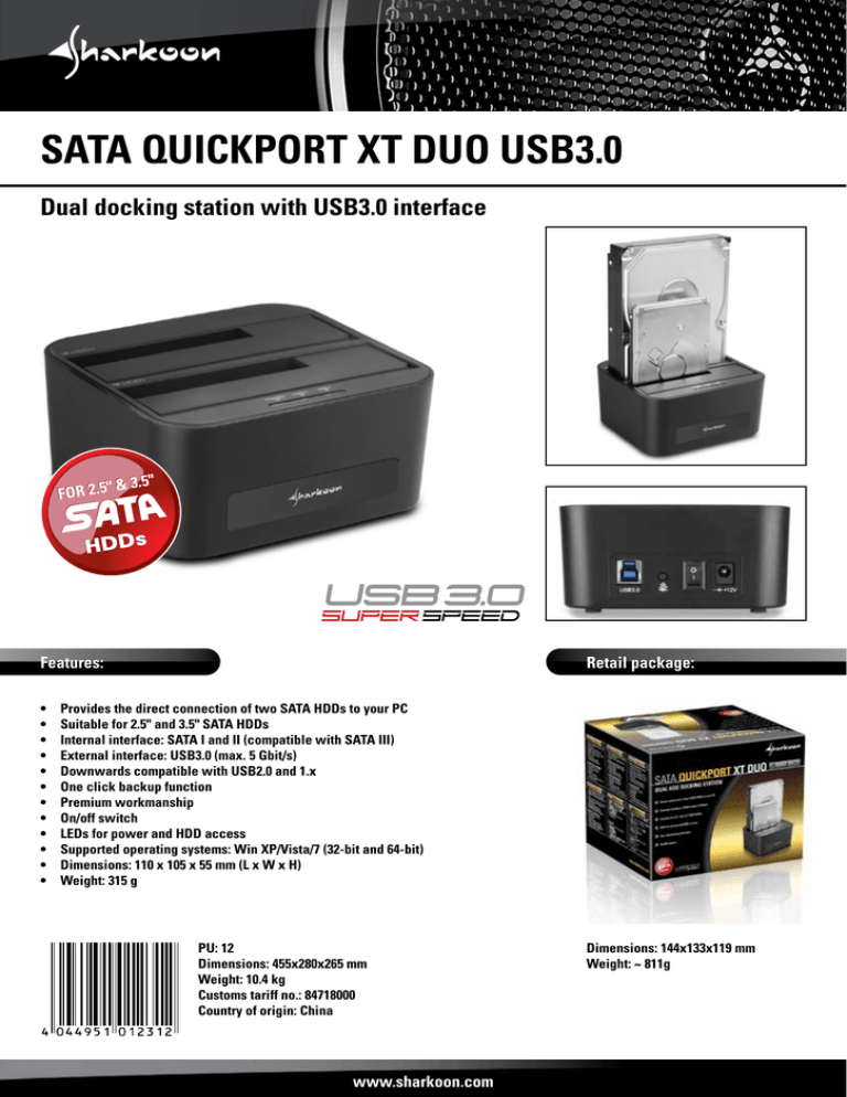 Sharkoon 4044951012312 Datasheet Sharkoon 4044951012312 Datasheet