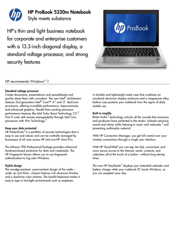 HP ProBook A7K00UT notebook Datasheet | Manualzz