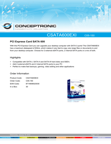 Conceptronic CSATA600EXI Datasheet | Manualzz