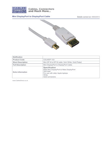 Cables Direct CDLMDP-103 Datasheet | Manualzz
