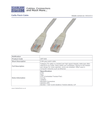 Cables Direct Cat5e Patch Datasheet | Manualzz