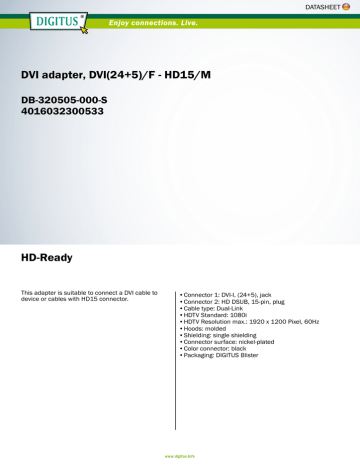 Digitus DB-320505-000-S Datasheet Digitus DB-320505-000-S Datasheet