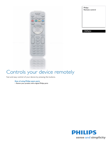 Philips Remote control CRP654 Datasheet | Manualzz