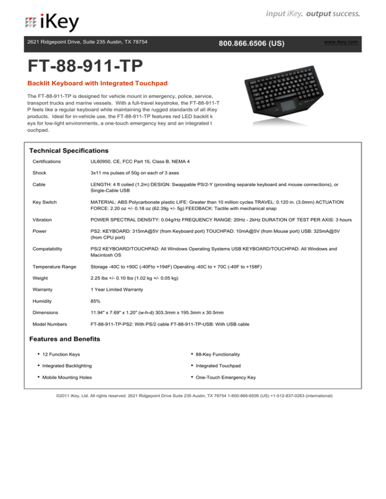 Panasonic FT-88-911-TP-USB-P Datasheet Panasonic FT-88-911-TP-USB-P Datasheet