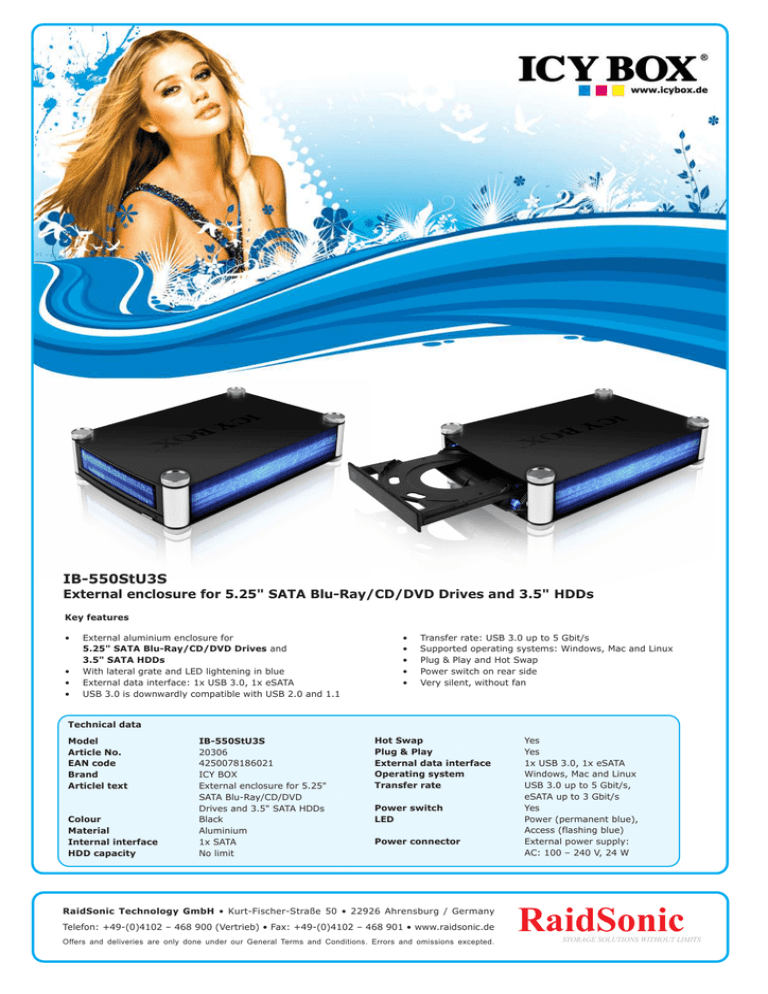 RaidSonic IB-550STU3S Datasheet RaidSonic IB-550STU3S Datasheet