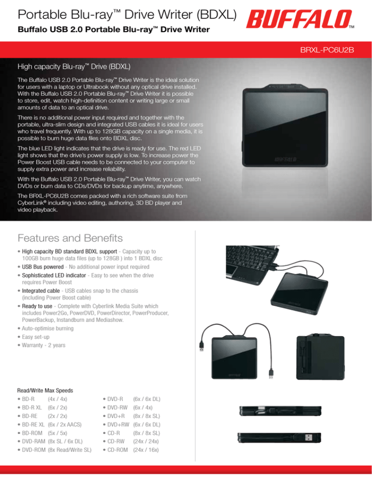 Buffalo BRXL-PC6U2B-EU Datasheet Buffalo BRXL-PC6U2B-EU Datasheet