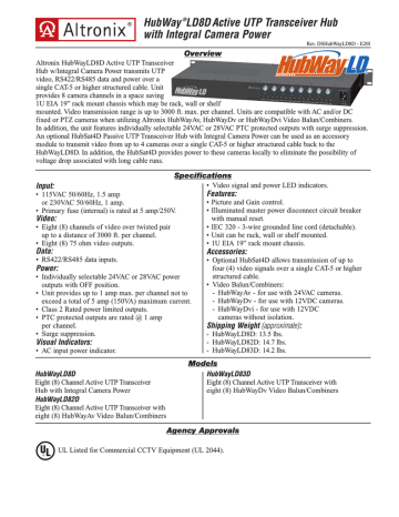 Altronix HUBWAYLD82CD Datasheet | Manualzz