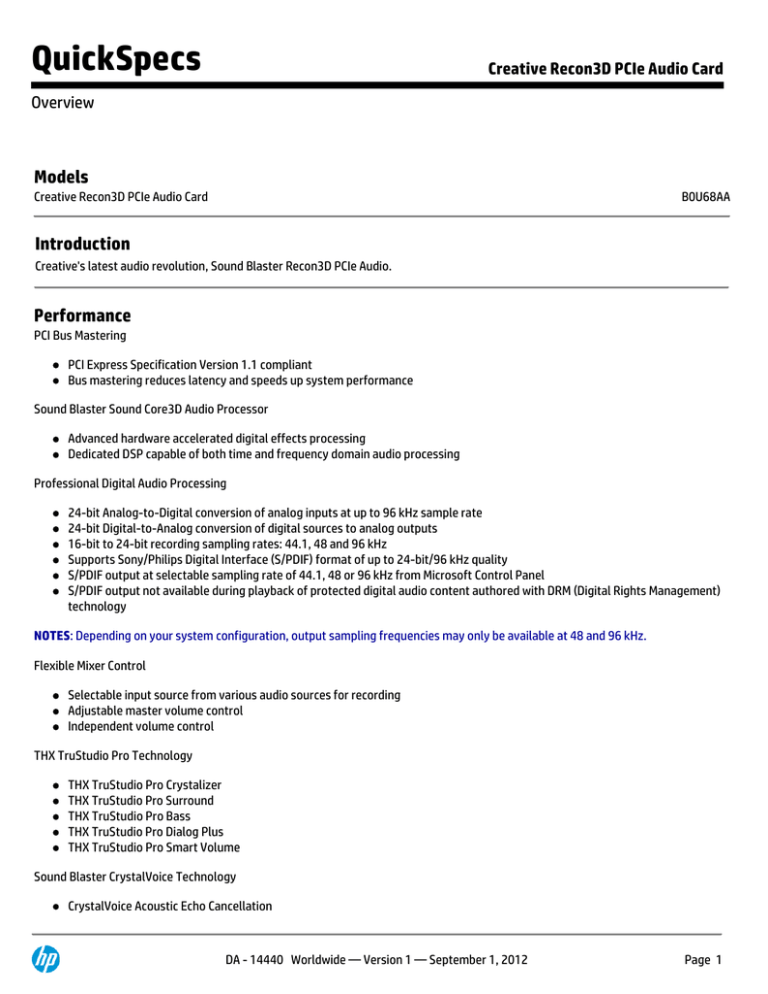 HP B0U68AA Datasheet HP B0U68AA Datasheet