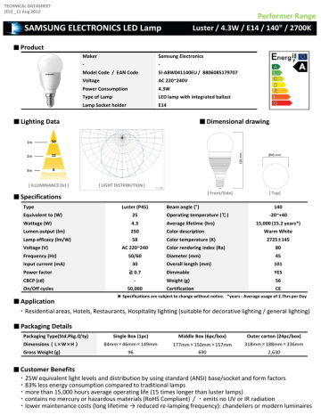 Samsung SI-A8W041140EU Datasheet Samsung SI-A8W041140EU Datasheet