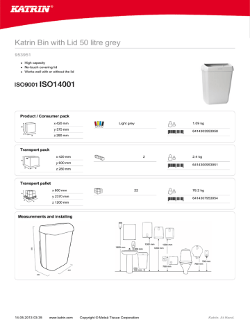 Katrin 953951 waste basket Datasheet | Manualzz