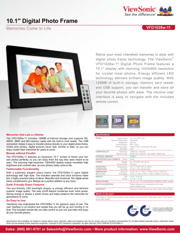 ViewSonic VFD1028w-11 Datasheet ViewSonic VFD1028w-11 Datasheet