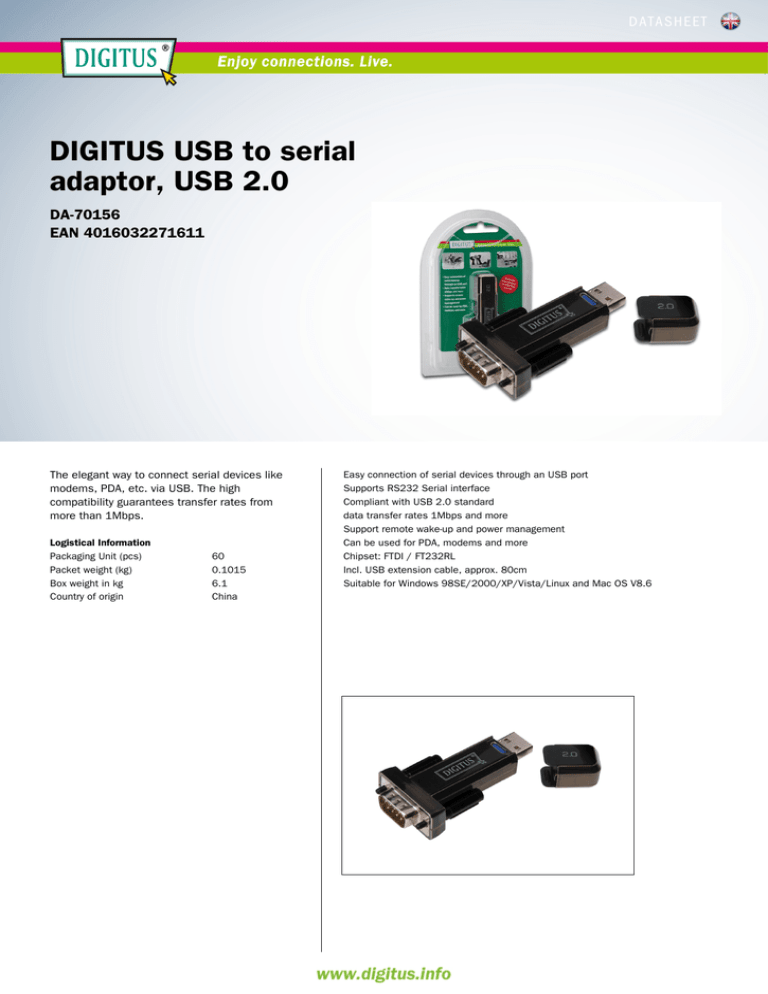 Digitus DA-70156 Datasheet Digitus DA-70156 Datasheet