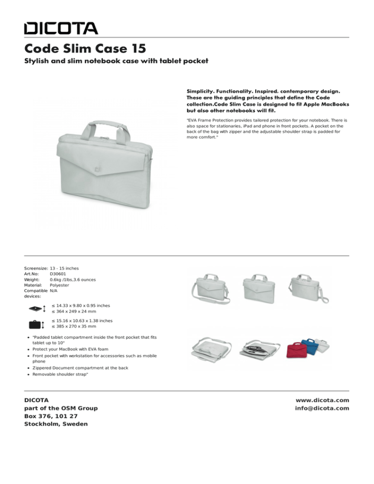 Dicota D30601 Datasheet Dicota D30601 Datasheet