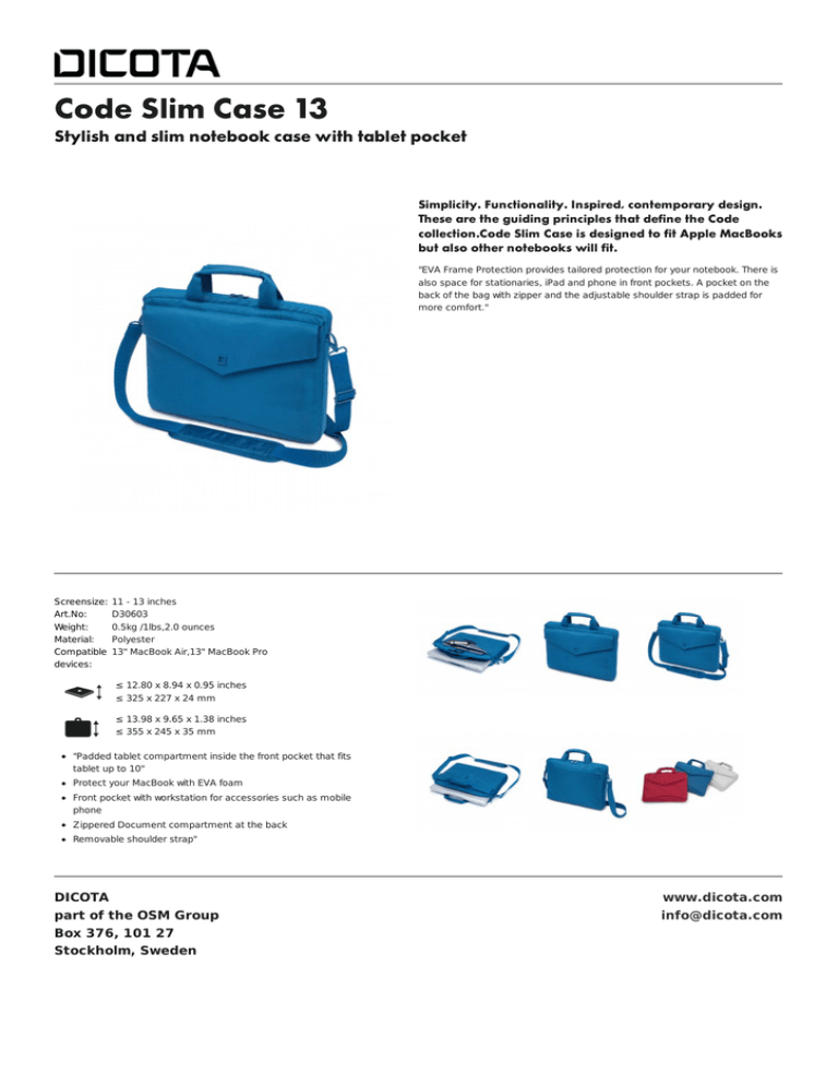 Dicota D30603 Datasheet Dicota D30603 Datasheet