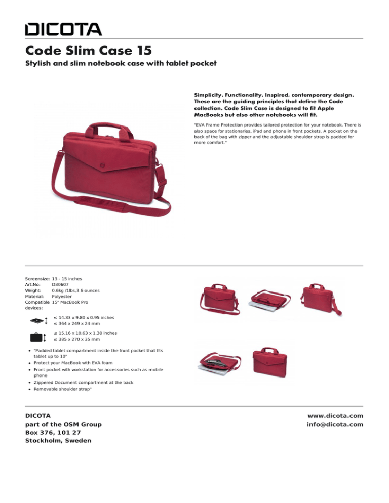 Dicota D30607 Datasheet Dicota D30607 Datasheet