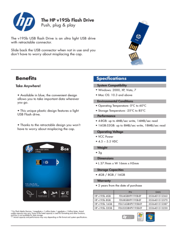 PNY FDU16GBHPV195B, FDU64GBHPV195B-EF Datasheet PNY FDU16GBHPV195B, FDU64GBHPV195B-EF Datasheet